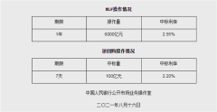 央行缩量续作MLF，利率维持2.95%不变，对市场